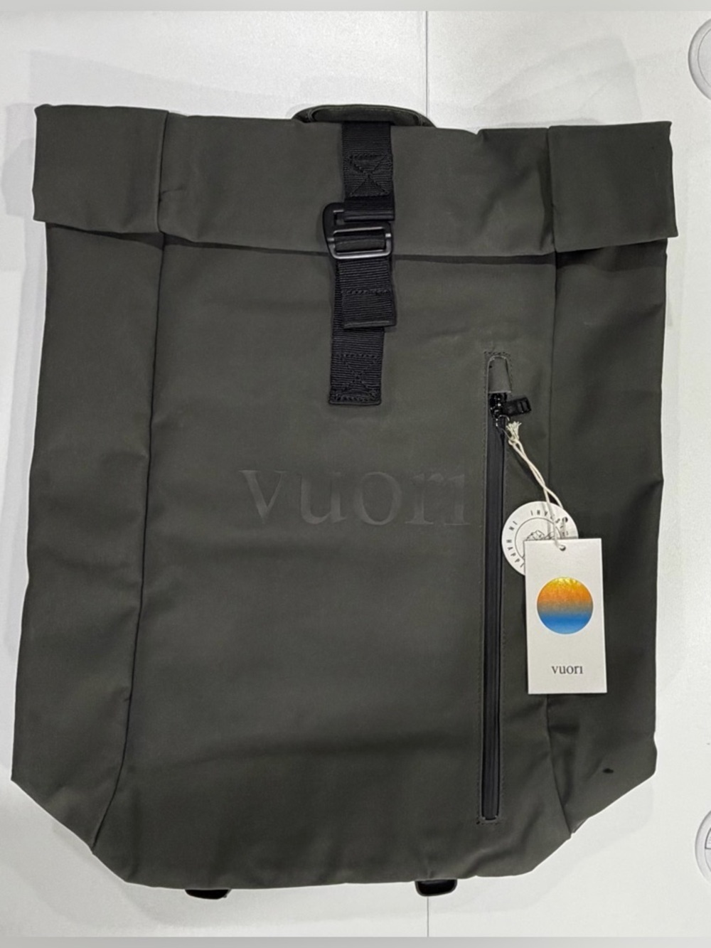 Vuori Backpack Green Balsam NWT Open Compartment Roll Top Closure Lpatop Sleeve